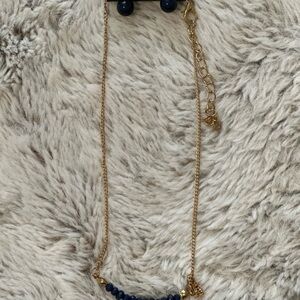 Elegant Gold and Blue Necklace and earrings Set